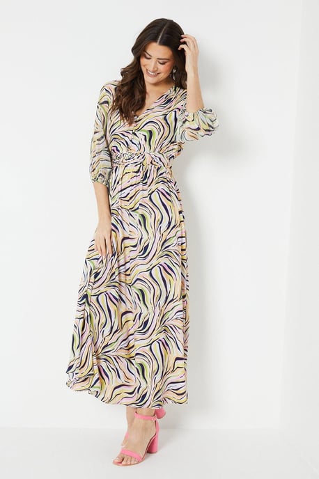 Balloon Sleeve Waist Detail Dress