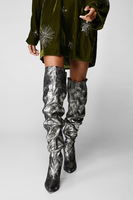 Metallic Thigh High Boots