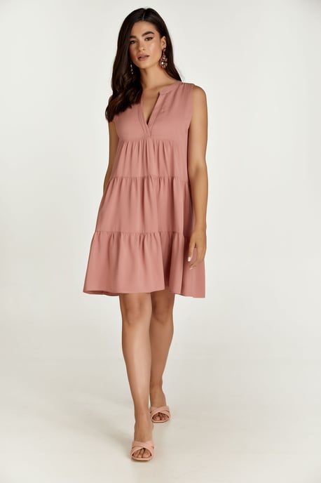 Sleeveless Dusty Pink A Line Dress