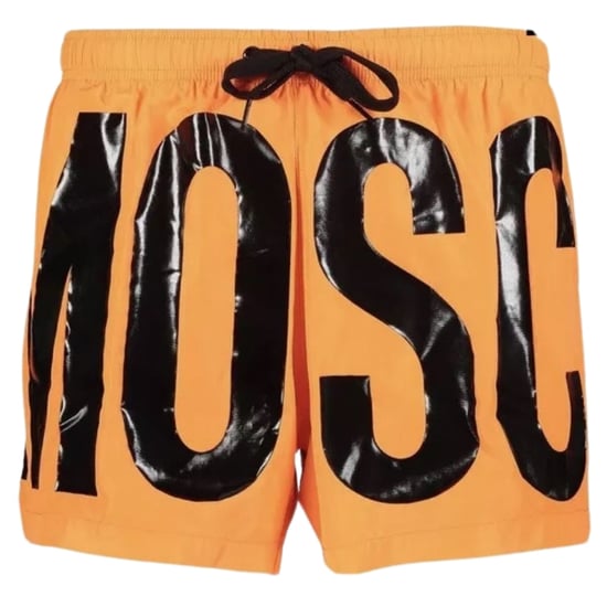 Moschino Brand Print Logo Light Orange Short Swim Shorts