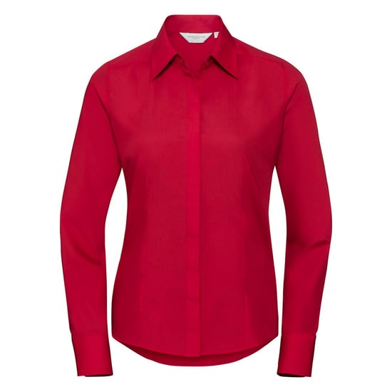 Russell Collection Dames/Dames Polycotton Slim Shirt met Lange Mouwen (Klassiek rood) - Image 1