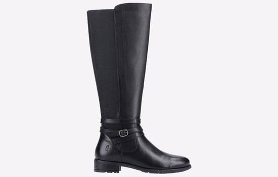 Hush Puppies Vanessa Leren Dames Zwart High Heeled Kniehoge Laarzen - Image 1