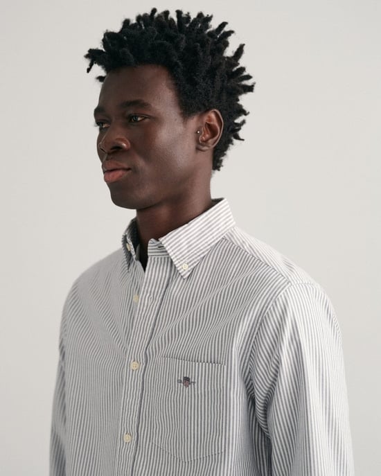GANT Mens Regular Fit Long Sleeve Oxford Banker Stripe Shirt - Image 5
