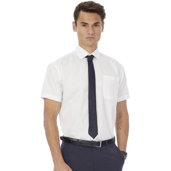 Russell Collectie Heren Korte Mouwen Poly-Katoen Easy Care Poplin Shirt (Wit) - Image 3