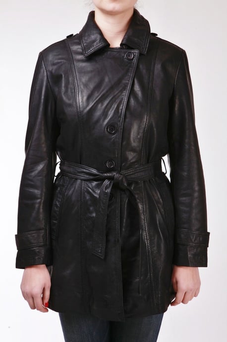 Womens 3/4 Length Tie Belt Trench Coat-Oldbury