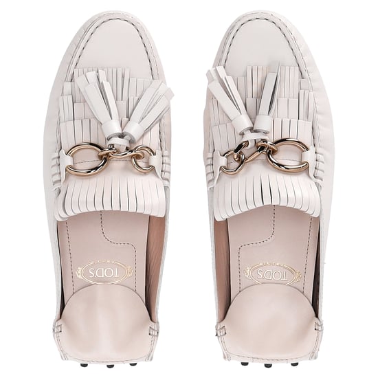 Tod's Tassel and Chain Detail Loafers in White Leather - Image 5