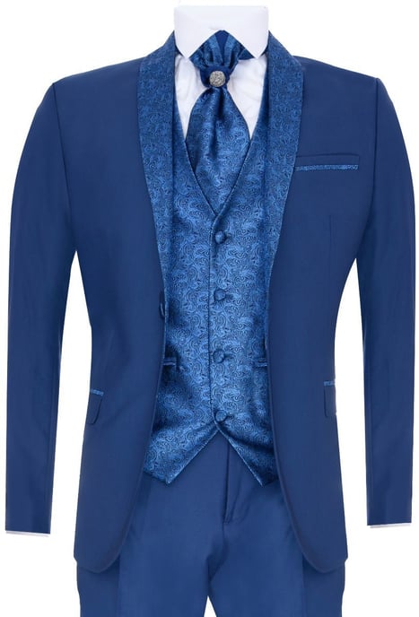 Heren 4-delig Blauw Op Maat Gemaakt Trouwen Pak - Image 1