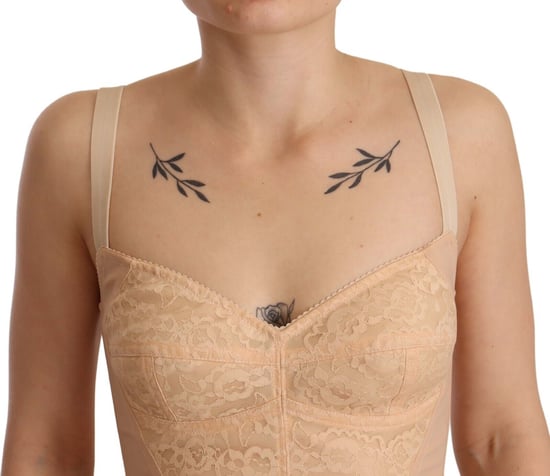 Dolce & Gabbana Women's Beige Nylon Floral Lace Bodysuit
