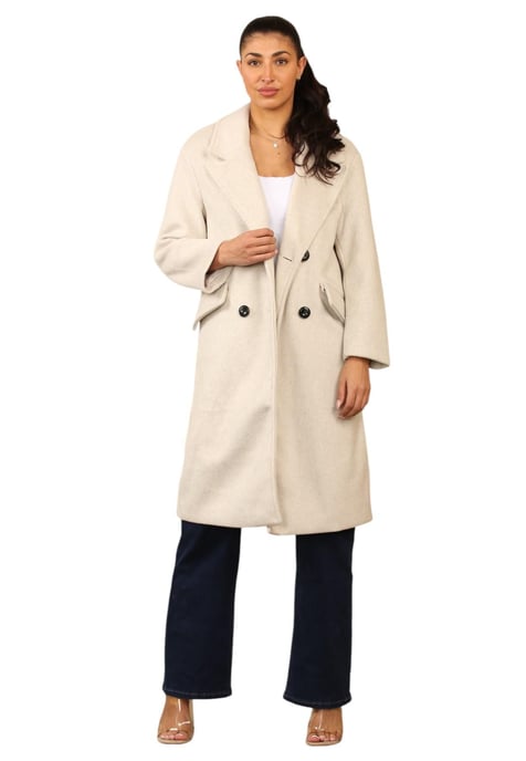 Bershka dames Trenchcoat met twee rijen knopen in Ivoor - Image 1