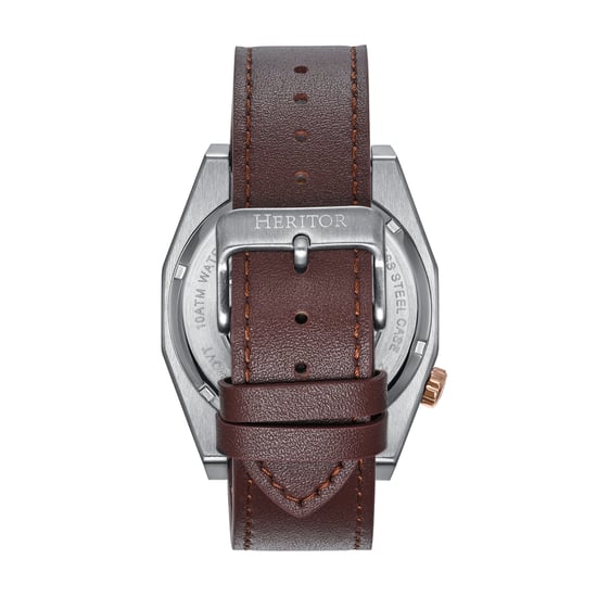 Heritor Automatic Amadeus Semi-Skeleton Leather-Band Watch
