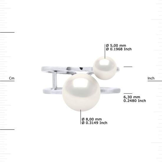 DIADEMA - Ring DUO - 2 Real Freshwater Pearls - White