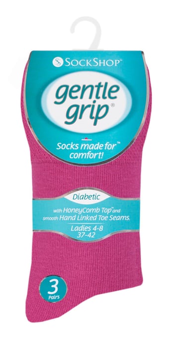 Gentle Grip - 6 paar diabetische damessokken - Roze - Image 2