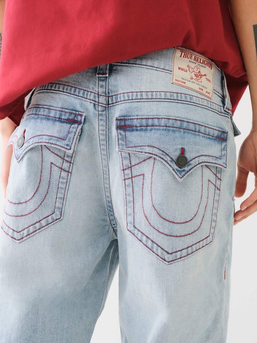 Bobby Baggy Single Needle Flap 32In in James St Light Wash With Rips