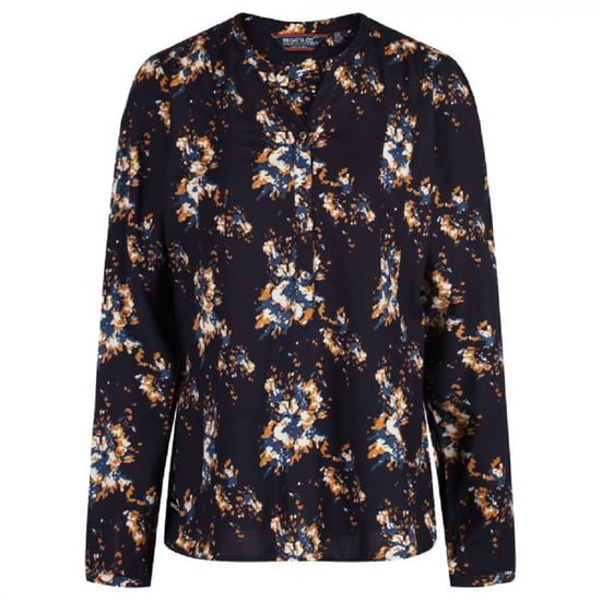 Regatta Groot buitenshuis Vrouwen/dames Makala Bedrukt shirt met lange mouwen (Marine Bloemen) - Image 1