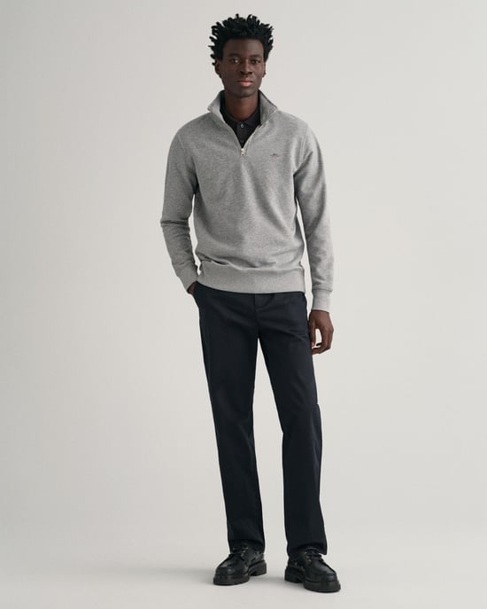 GANT Mens Regular Fit Shield Logo Half Zip Sweatshirt - Image 1