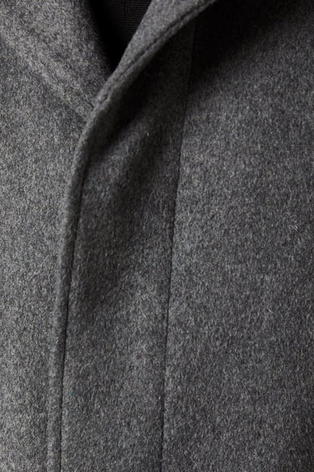Mid Grey Signature Funnel Neck Wool Blend Coat