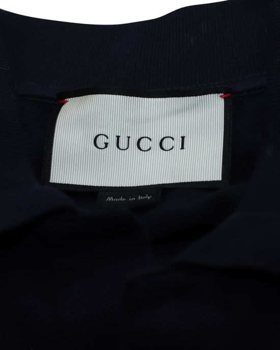 Gucci Snack Back Polo Shirt in Navy Blue Cotton - Image 4