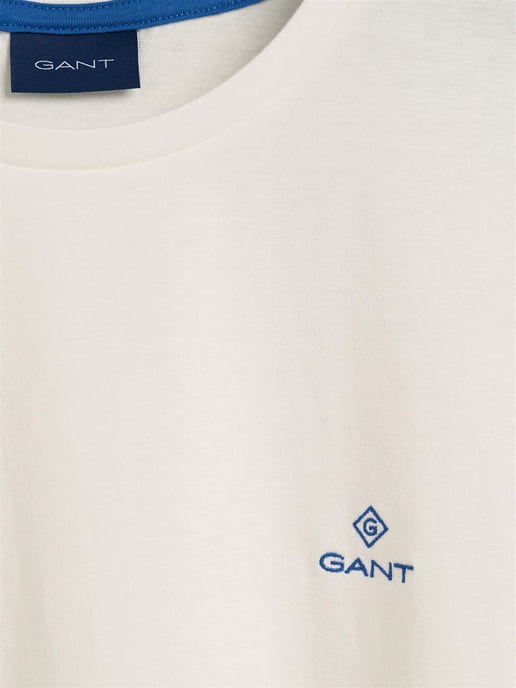 Gant heren T-shirt met ronde hals en contrasterend logo - Wit - Image 5
