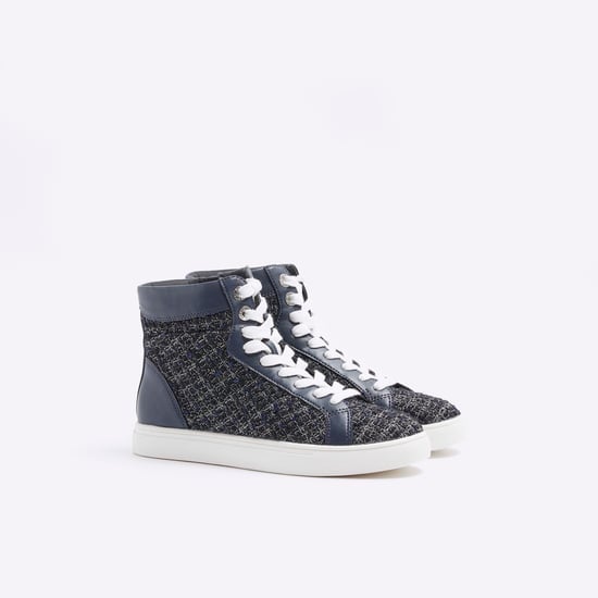 River Island Womens Trainers Navy Boucle High Top
