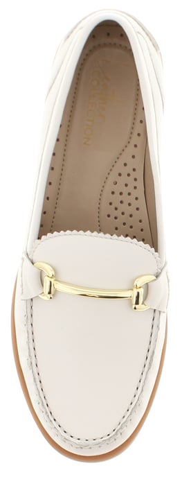 Leather Collection Womens Loafers Flat Shoes Leaps Slip On white