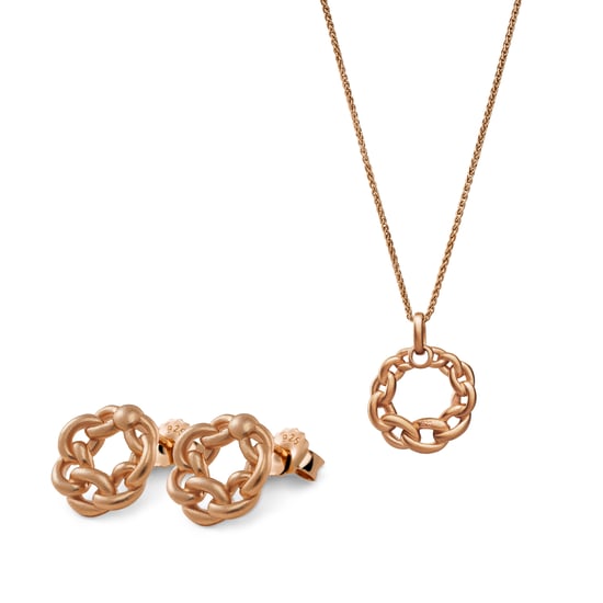 Orphelia 'Estelle' Dames 925 Sterling Zilveren Set: Ketting-Hanger + Oorbellen - Roze SET-7516/RG - Image 1