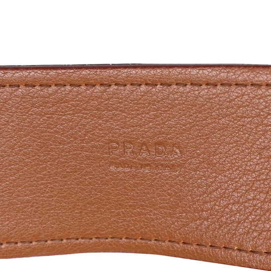 Prada Geribbeld Riem in Bruin Leer - Image 6