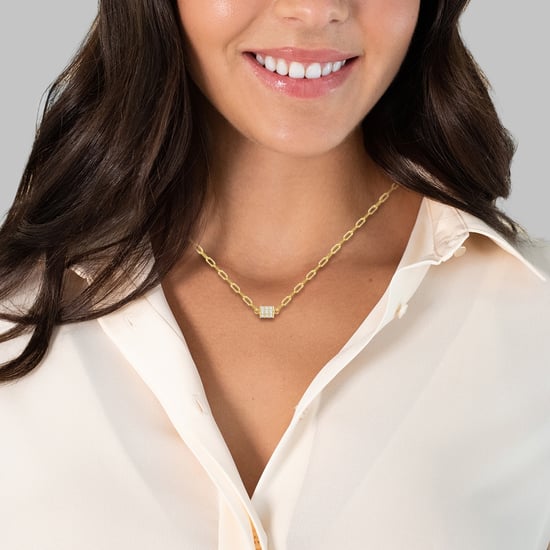 Necklace with pendant sterling silver yellow gold  zirconia white Glanzstücke München