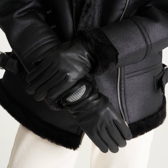 Barneys Originals Real Leather Gloves with Grey Knit Cuff