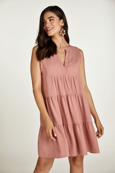 Sleeveless Dusty Pink A Line Dress