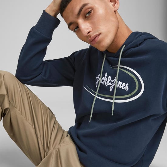 JACK&JONES Men's Logo printed pullover Sweat Hoodie, Organic cotton