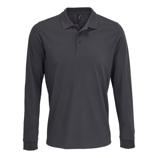 SOLS Unisex poloshirt met lange mouwen van katoen voor volwassenen (Donkergrijs massief) - Image 1
