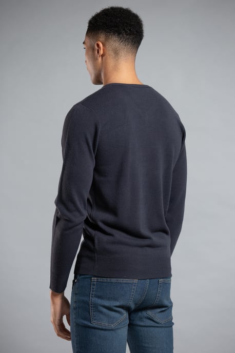Navy V-Neck Long Sleeve Jumper