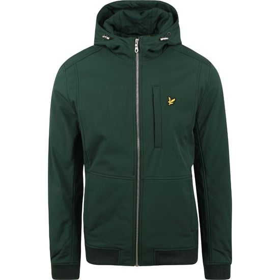 Donkergroen softshelljack met capuchon van Lyle & Scott met logo - Image 1