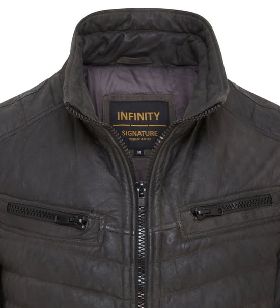 Mens Khaki Green Quilted Puffer Leather Bomber Jacket - Torpoint