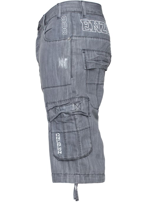 Enzo Heren Cargo Combat Denim Short - Image 3