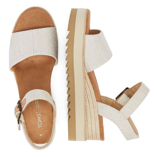 TOMS Diana Canvas Wedge Natuurlijk Dames Sandalen Wit - Image 6