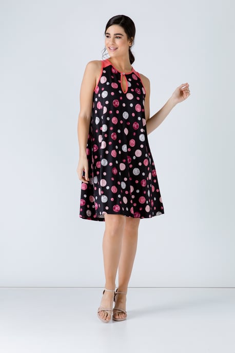 Coral A Line Print Dress