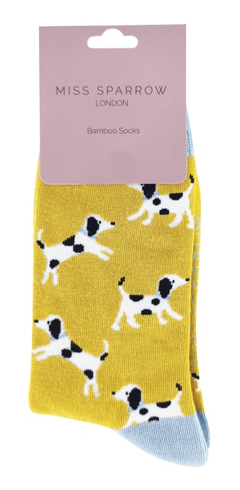 Miss Sparrow - Dames Dog Design BamboeSokken - Dalmatiërs (Geel) - Image 2