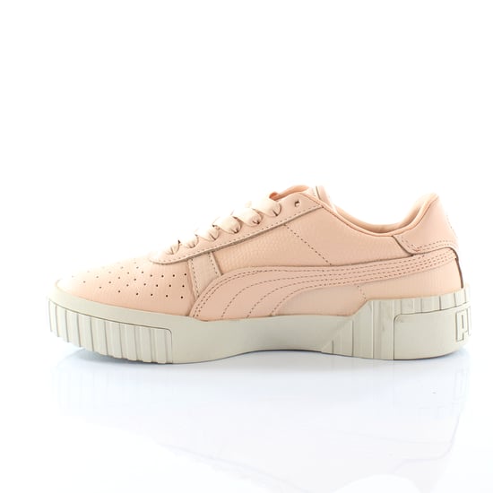Puma Cali Emboss Cream Tan Leather Low Lace Up Womens Trainers 369734 01