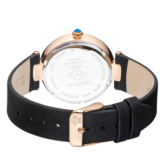 GV2 Matera dames Zwitsers quartz wit parelmoer wijzerplaat zwart suède band diamanten horloge - Image 2