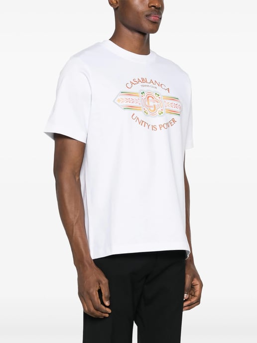 Casablanca Eenheid is macht T-shirt met opdruk in wit - Image 3