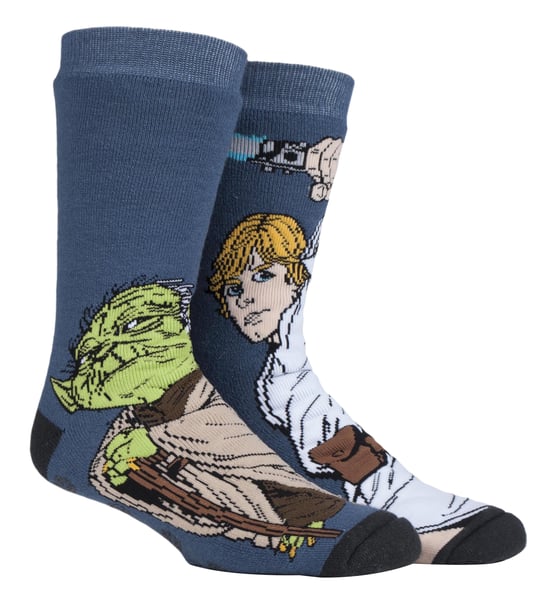Heat Holders Thermische pantoffelsokken met filmthema voor heren - Luke / Yoda - Image 1