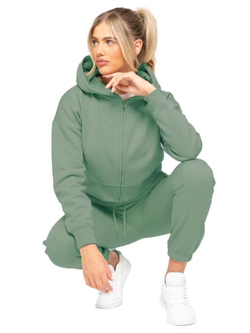 Enzo Women Crop Zip Hoodie - Image 5