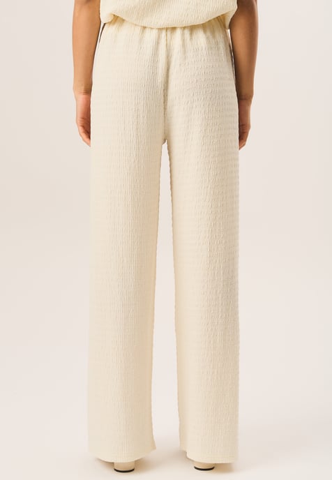 Textured Elastic Waist Pull On Trousers