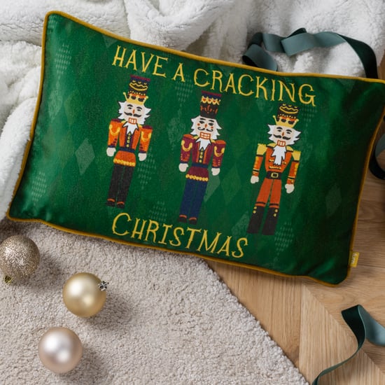 furn. Notenkraker Kerst Piped Velvet Polyester Gevuld Kussen - Image 4