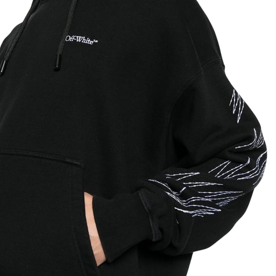 Off-White Stitch Diag Design Skate Fit Black Hoodie