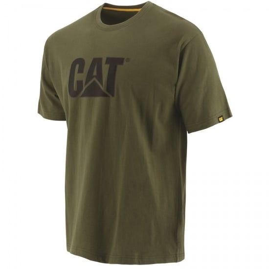 CAT MERK LOGO Heren Katoenen T-Shirt Donkergroen - Image 1