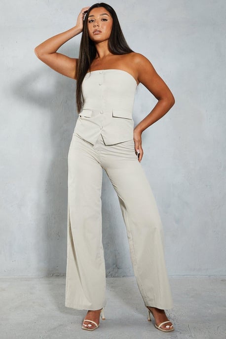 Lightweight Woven Tailored Bandeau Longline Top