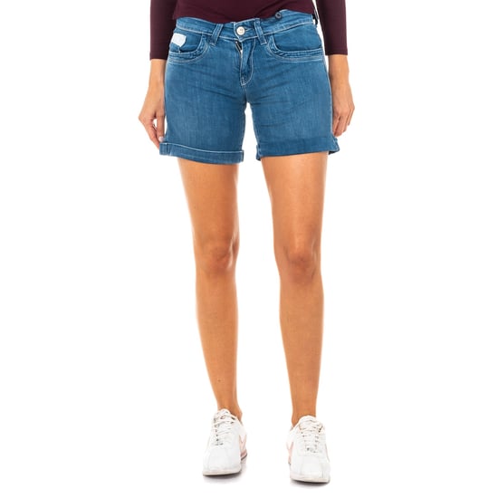 Women's denim shorts with hem bottoms and belt loops LWB002