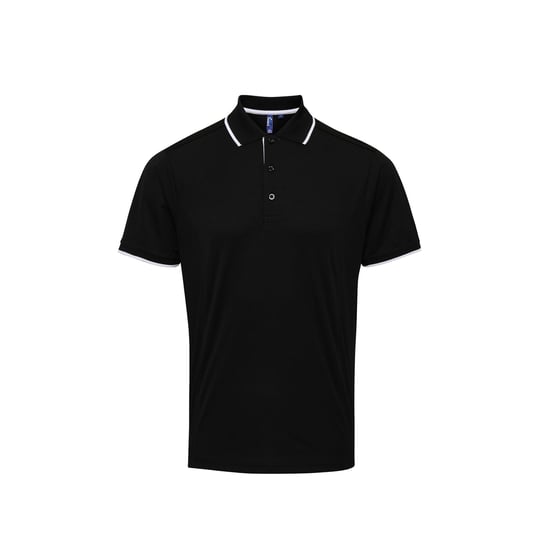 Premier Herencontrast Coolchecker Polo Shirt (Zwart/Wit) - Image 1